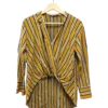AgADGBQAAjZbwVQ_processed Mustard Striped Wrap Blouse Size XS