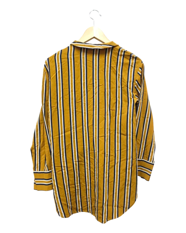 AgADGRQAAjZbwVQ_processed Mustard Striped Wrap Blouse Size XS