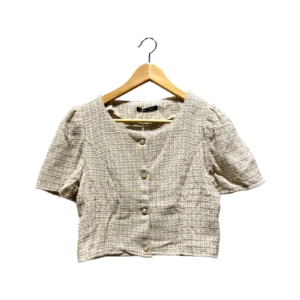 Cream Textured Puff Sleeve Blouse Size S