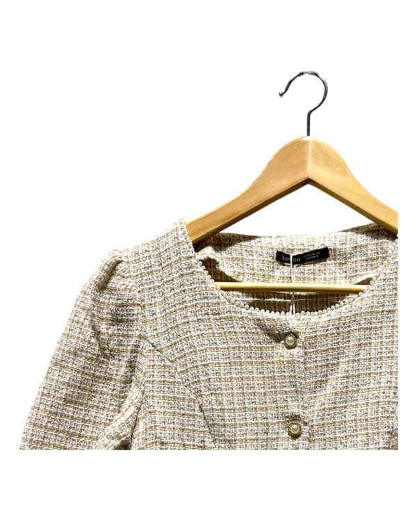 AgADIhcAAnE5AVY_processed_large_0 Cream Textured Puff Sleeve Blouse Size S