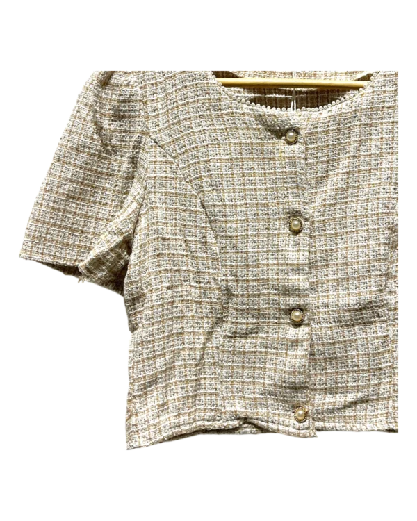 AgADIhcAAnE5AVY_processed_large_2 Cream Textured Puff Sleeve Blouse Size S