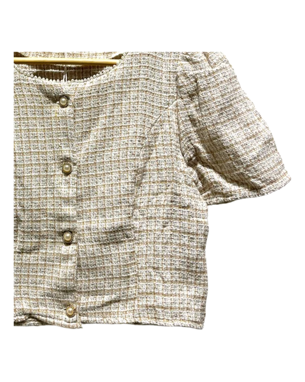 AgADIhcAAnE5AVY_processed_large_3 Cream Textured Puff Sleeve Blouse Size S