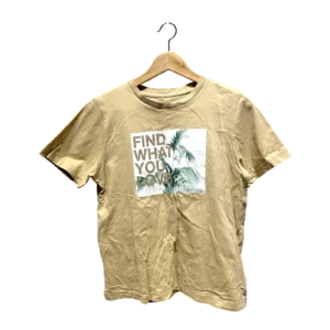 Beige Tropical Graphic Cropped Tee Size M