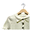 AgAD_A8AAgTQKFQ_processed_large_0 Ivory Ribbed Knit Polo Top in Size S