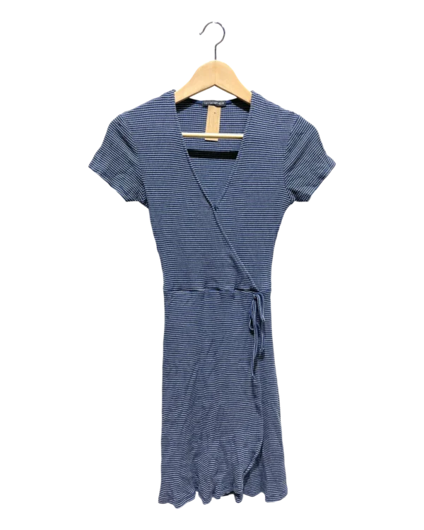 AgADtBIAAnt-4FU_processed Navy Striped Wrap Mini Dress Size XS