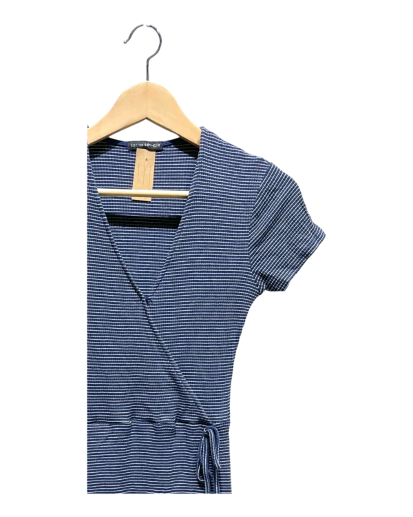 AgADtBIAAnt-4FU_processed_large_1 Navy Striped Wrap Mini Dress Size XS