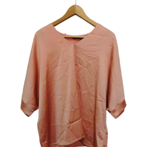 Coral Pink Relaxed V Neck Blouse Size XXL