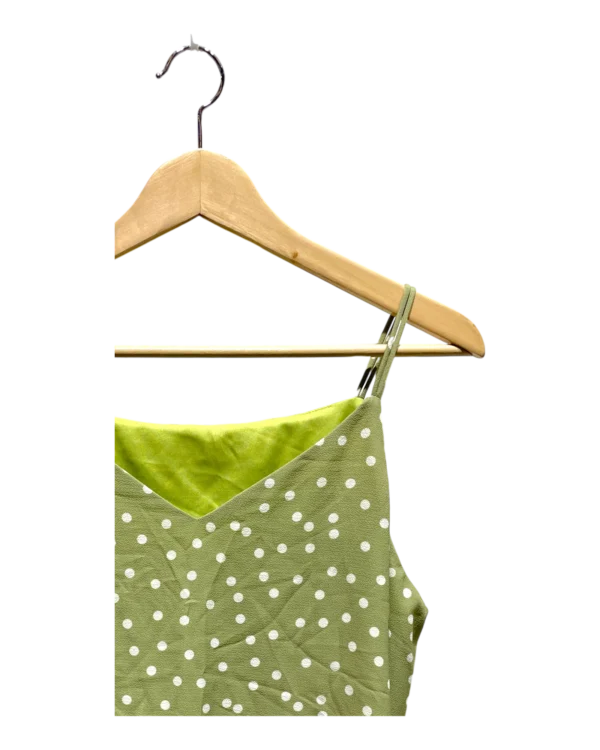 AgADVhMAAsgayVY_processed_large_1 Olive Green Polka Dot Cami Top Size XL