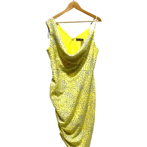 Lemon Yellow Draped Slip Dress Size L