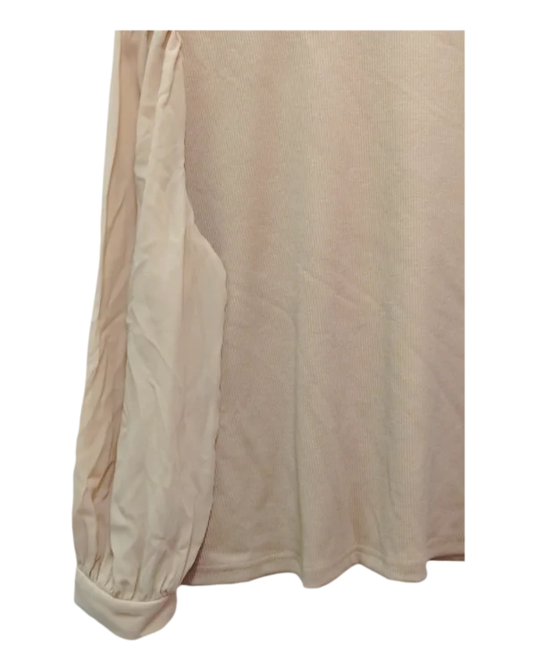 AgADuRIAApJNgVU_processed_large_2 Soft Beige Puff Sleeve Mock Neck Top Size L