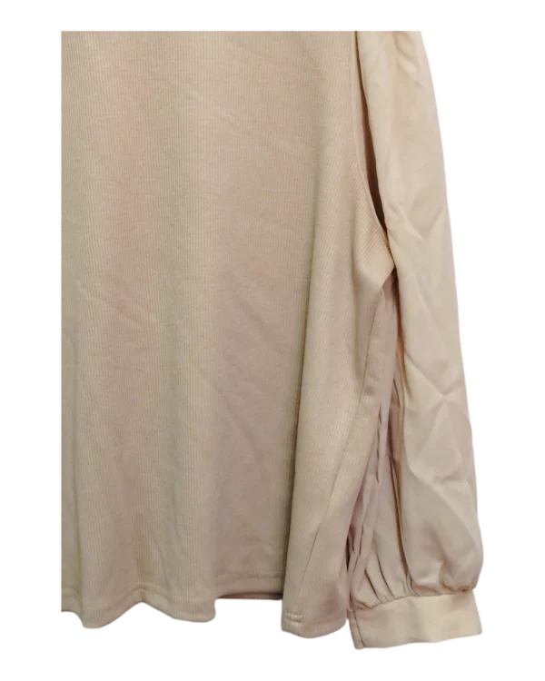 AgADuRIAApJNgVU_processed_large_3 Soft Beige Puff Sleeve Mock Neck Top Size L