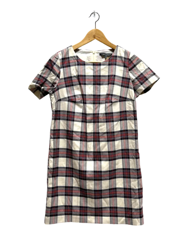 AgADzRMAAjjXuVU_processed White Red Plaid Shift Dress Size L