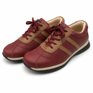 Burgundy Tan Lace-Up Sneakers Size UK6