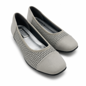 Light Grey Woven Ballet Flats Size UK6