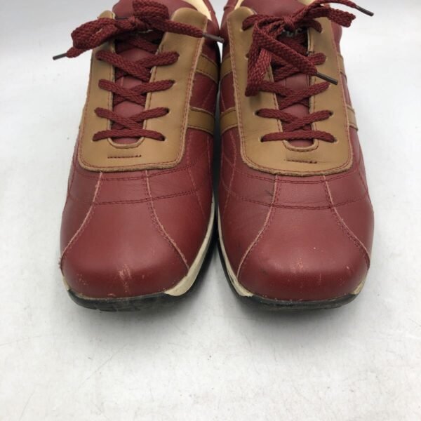 Burgundy Tan Lace-Up Sneakers Size UK6