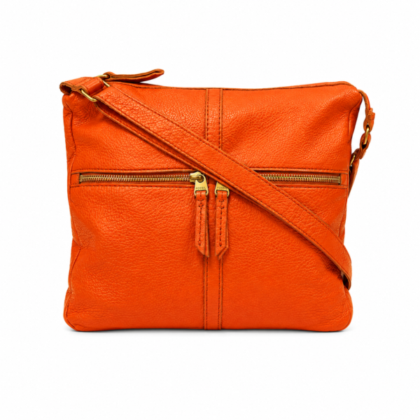 Orange Pebbled Crossbody Bag